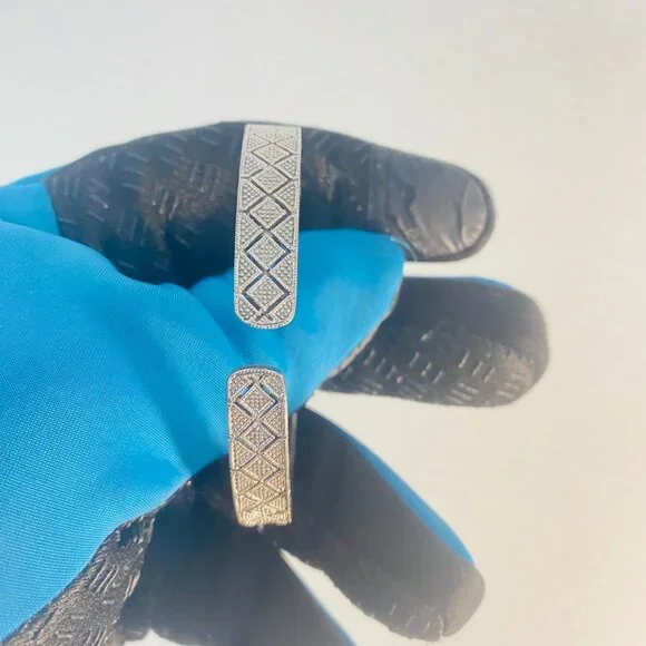 Beautiful Vintage Sterling Silver Geometric Cuff – Marked ISP 925 China - Picture 13 of 14